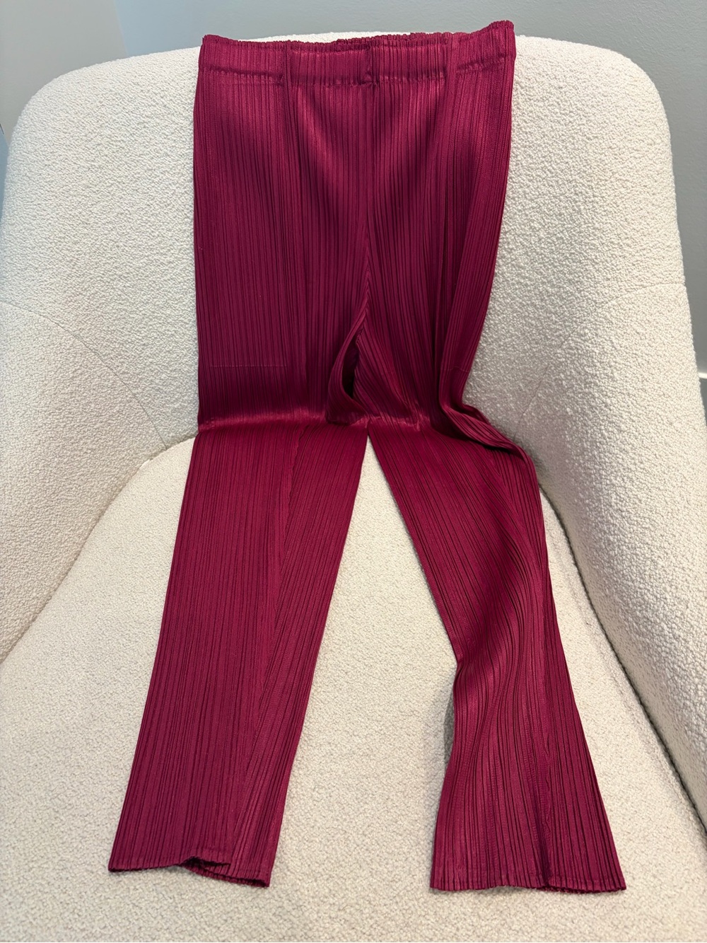 Ribbed Wide-Leg Pants in Berry